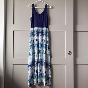 Athleta Dress Womens Small Maxi Sleeveless Tank Tie Dye Pockets Summer Casual